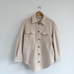 Aritzia Wilfred Free The Ganna Shirt jacket cream beige merino wool shacket
